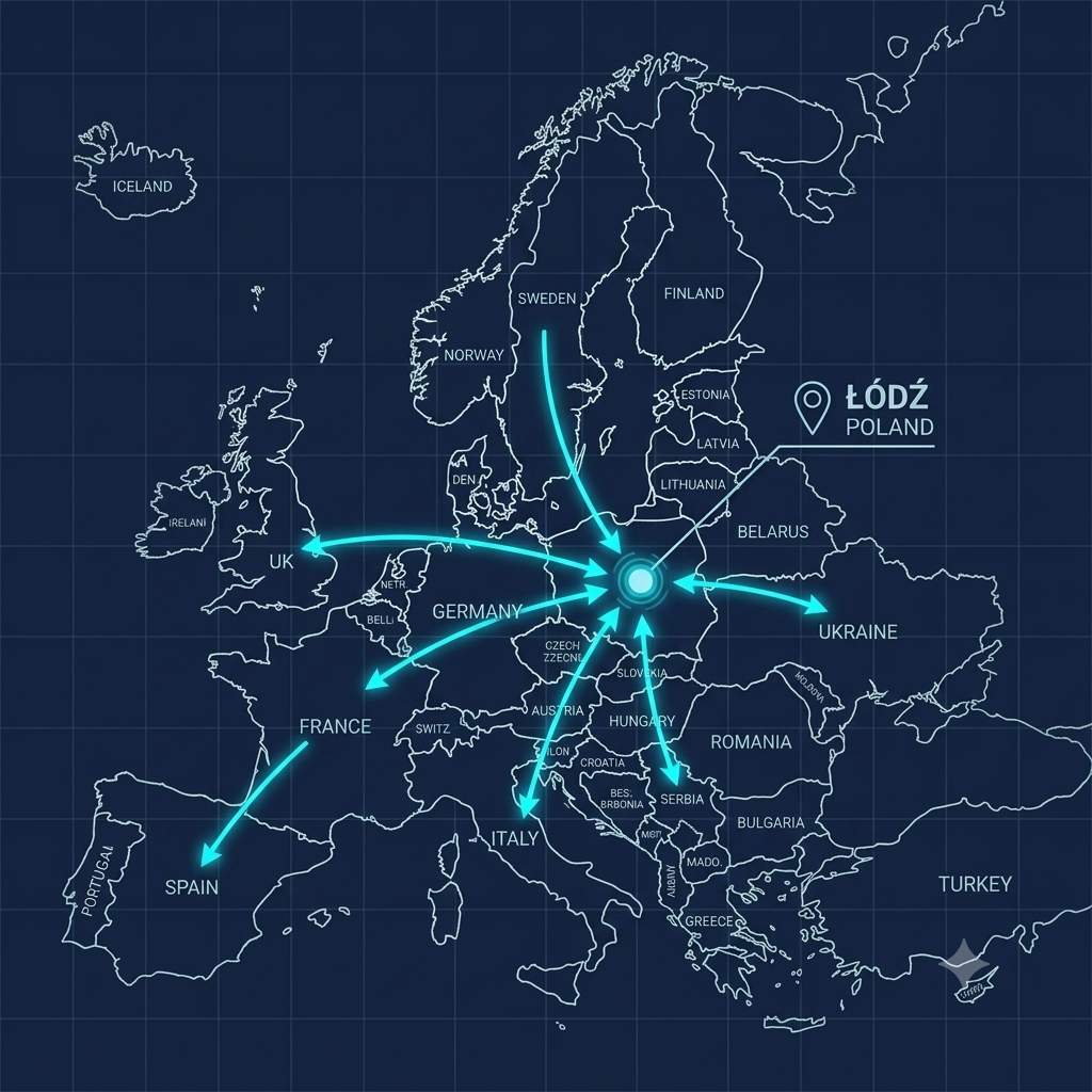 Zasięg dostaw — mapa Europy